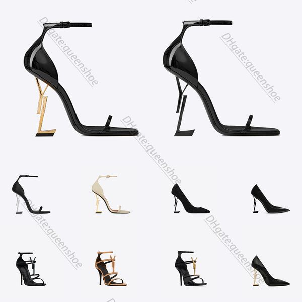 

luxury designer sandal man slide womandress shoe letter sandal opyum cassandra patent smooth leather vegetable-tanned velet multi-strap high, Black