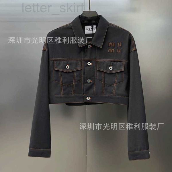 

women's fur & faux designer high version logo shirt style lined denim jacket with mingxian contrasting color fashion for women mjm2, Black