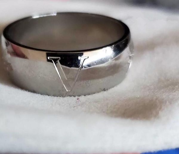 

love ring classic with diamonds luxury designer jewelry men's and women's rings titanium steel letter double band ring size 5-11, Silver