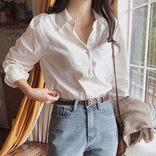 

white shirt womens spring and autumn dignified sense of design niche lapel long