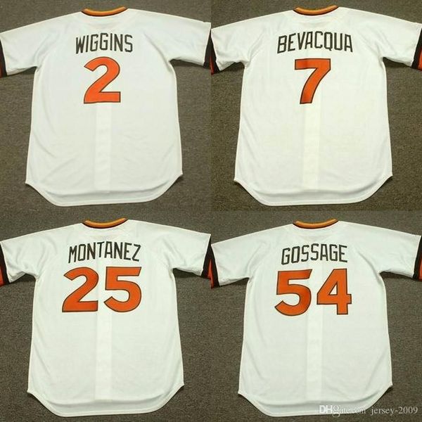 

baseball men 2 alan wiggins 7 kurt bevacqua 25 willie montanez 54 rich gossage 1984 baseball jersey, Blue;black