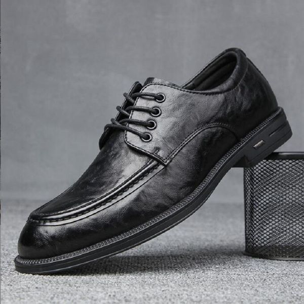 

men genuine cow leather wedding business shoes mens casual flats shoes luxury oxford shoes for men's platform shoes d2h24, Black