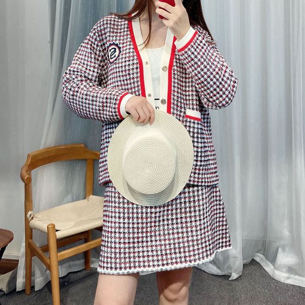 

women's jackets genuine sandro contrast check s badge wool knit cardigan, Black;brown