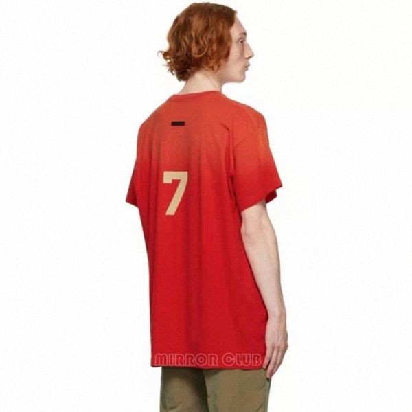

2022 summer new european and american high street fashion brand fog digital 7 flocking printed round neck large size short sleeve t-shirt z4, White;black
