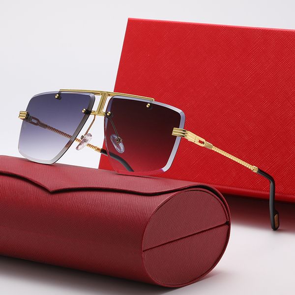 

Luxury Designer Sunglasses Woman Green Blue Red Lens Unisex Square Sunglasses For Mens Eyeglasses Vintage Metal Sport Glasses With Black Case Lunettes