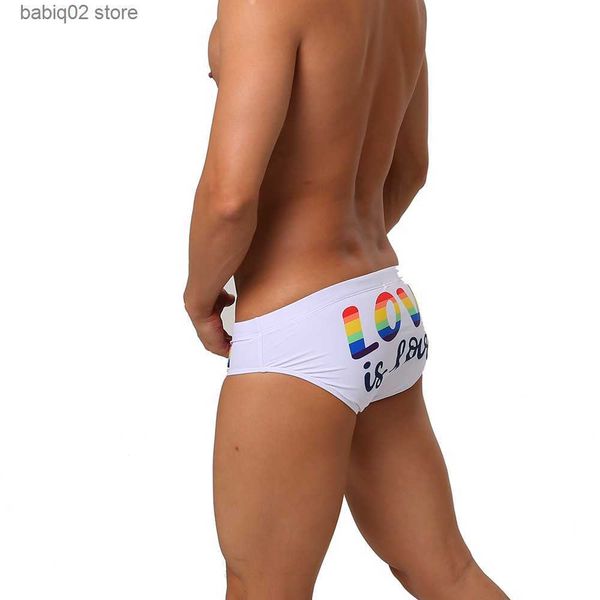 

men's swimwear mens bathing suit solid summer padded push-up swim pants briefs printed pride day swimsuit male sport beach surfing swim