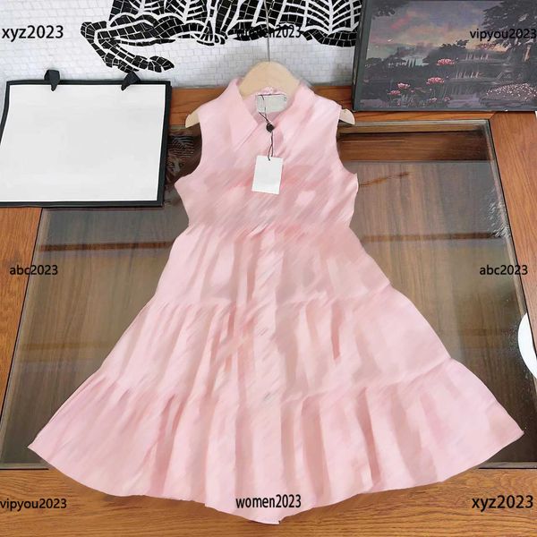 

luxury girls dress baby sleeveless skirt fashion letter printing dress size 100-150 cm summer single breasted buckle skirt new product, Red;yellow