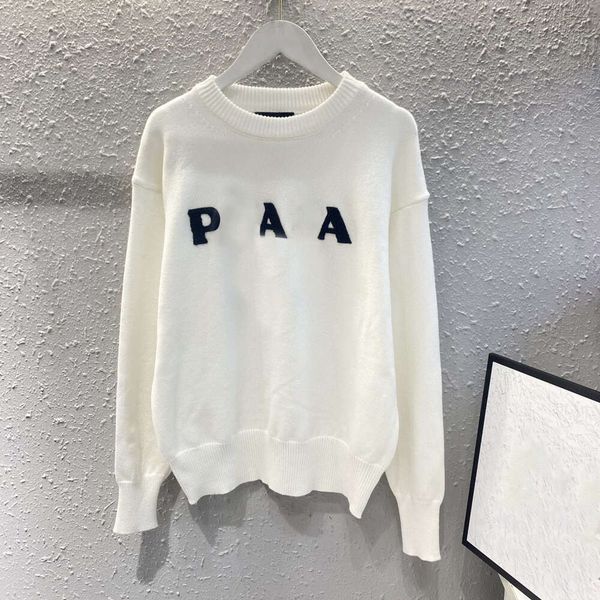 

Sweater 2023 Autumn Winter Women New Fashion Classic Heavy Duty Towel Embroidery Letter Versatile Knitted Long Sleeve Sweater, Black