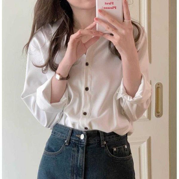

white shirt for women niche spring and autumn simple temperament commute