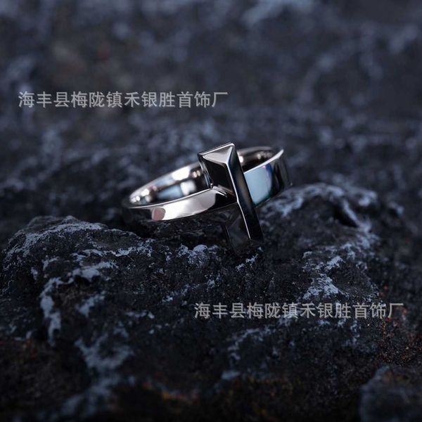 

high version tiffay double t ring fashion simple bare cnc craft high version live broadcast, Silver