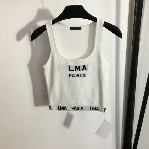 

23ss tank sling womens designer clothing brand knitting slim vest t-shirt suspender vest simple letter slim knit vest women clothing a1, Black;white