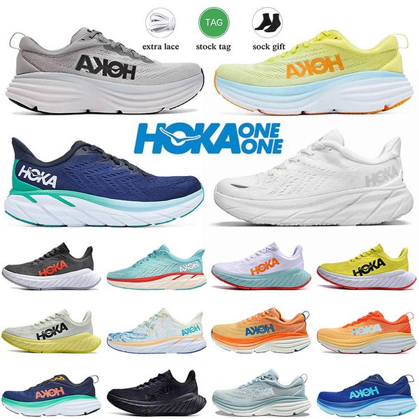 

hoka one bondi 8 outdoor running shoes carbon x2 clifton platform sneakers black white hoaks lilac marble mens women aquarel trainers walkin