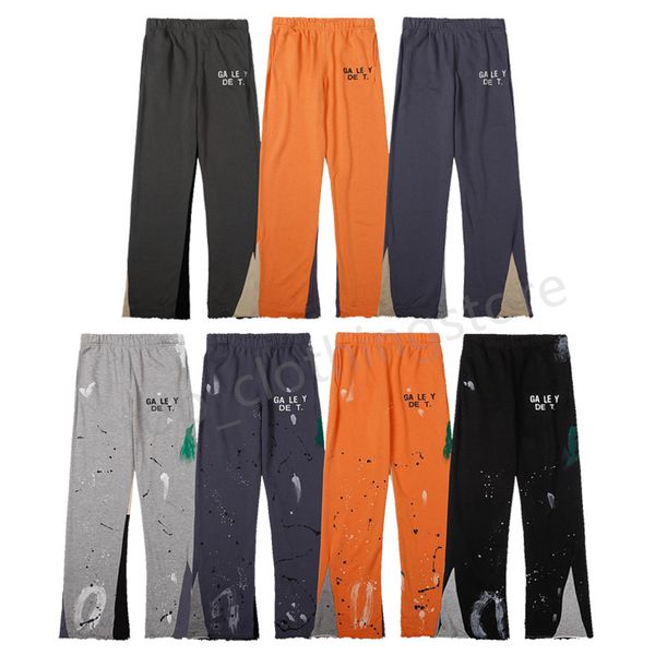 

gall galleries pants depts mens designer patchwork straight splash ink graffiti print cotton sweatpants women jogger casual plus size, Black
