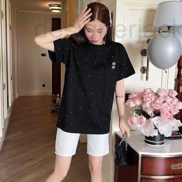 

women's t-shirt designer short sleeved t shirt designer t summer body drill letter t- age-reducing self-cultivation pullover tee womens, White