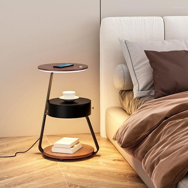 

Lamps Floor Living Room Table Shelf Bedroom Creative Bedside Fixture With USB Wireless Charging Lights Can Be Dimmed