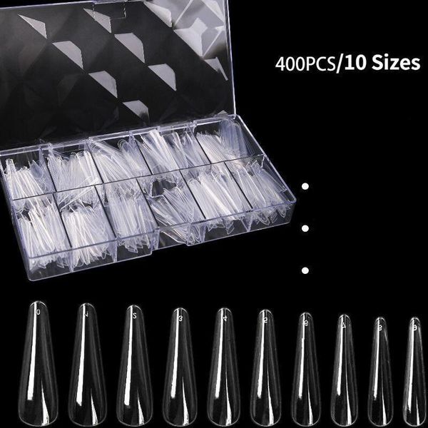 

false nails chunshu 400pcs/lot dual forms fake nail tips french natural transparent full cover false nail capsule uv gel x nail patch 230413, Red;gold