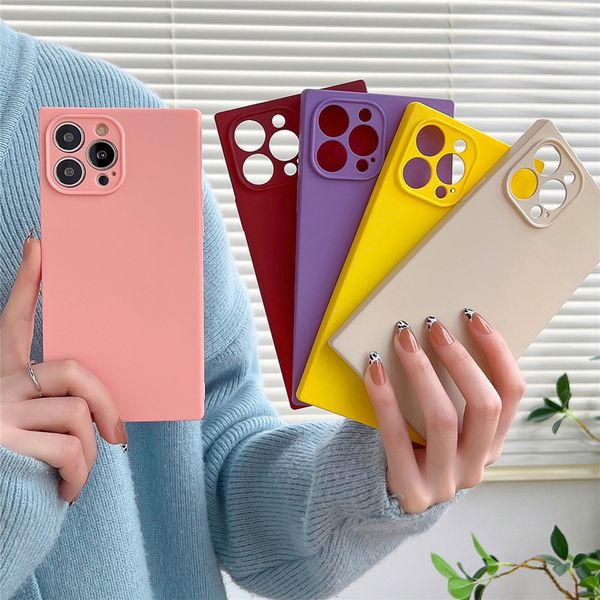 

phone case 14 11 12 13 pro x xr xs max 7 8 plus fashion square design candy color soft tpu for iphone 12 phone case