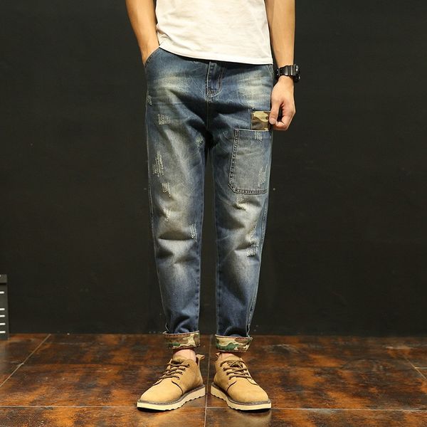 

men's pants ymwmhu camouflage graphic men jeans fashion summer denim trousers casual cotton jeans man autumn tapered pants soft street-, Black