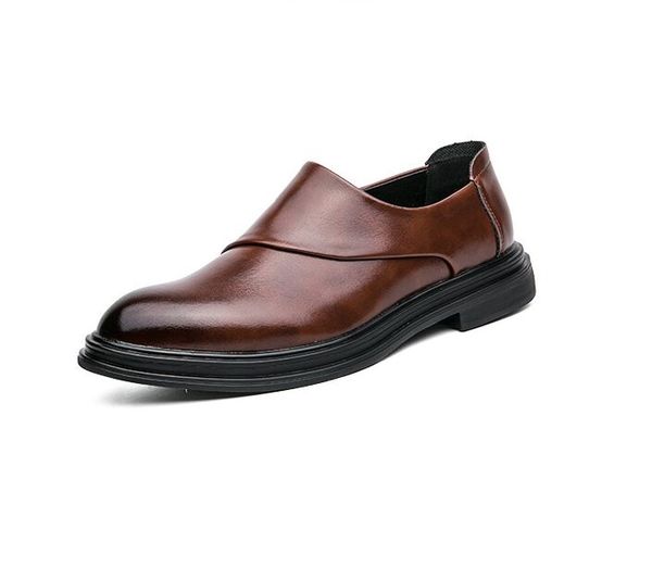 

fashion dress shoes pointed toe split leather men casual formal loafers business wedding oxfords shoes zapatillas de hombre boots, Black