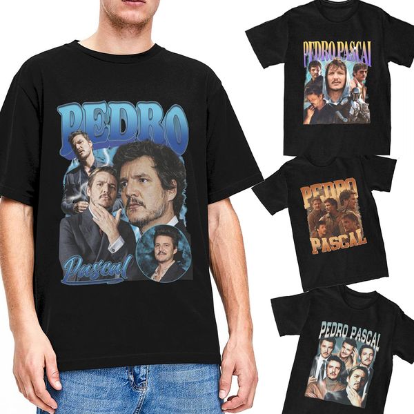 

men's t-shirts pedro pascal shirt merch men women pure cotton graphic o neck vintage 90's bootleg style tee shirt short sleeve 23, White;black