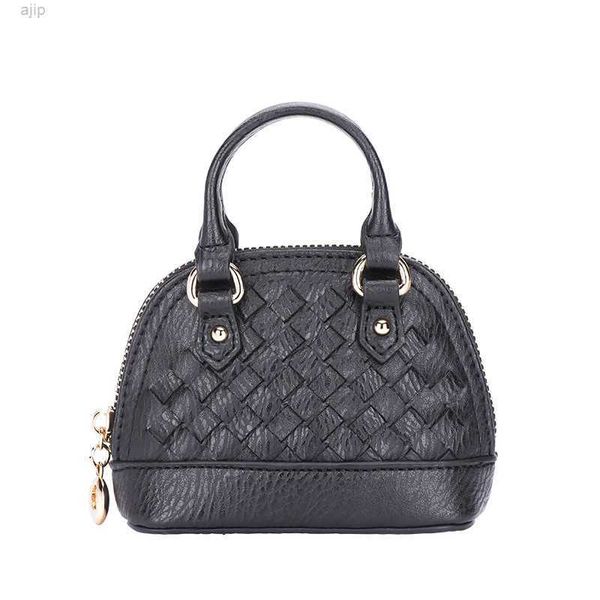 

2023 korean version of the fashion mini female bag zip crossbody shell hand braided