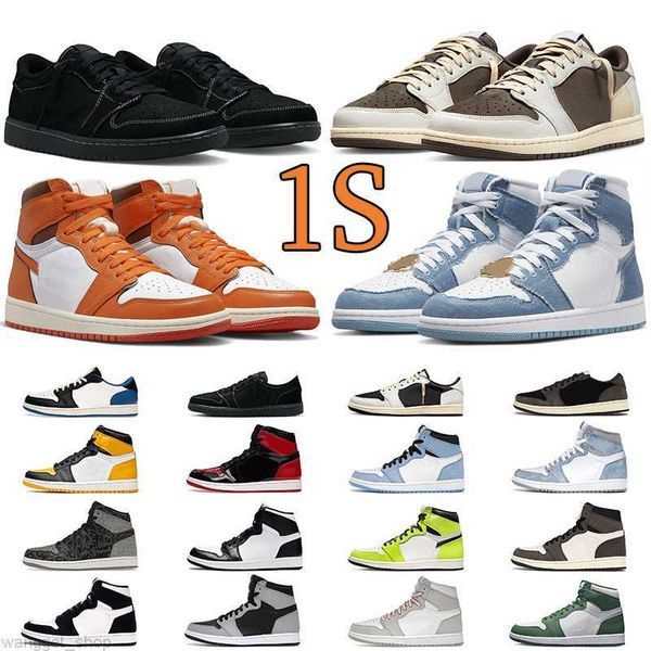 

1 1s jumpman mens basketball shoes reverse mocha fragment bred patent starfish taxi men women sport sneaker trainers good, Black