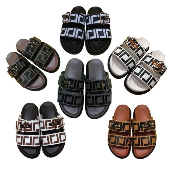 

luxury slippers sandals men's women's slippers vintage leather sandals soft soled material slippers leather face printed button sl, Black