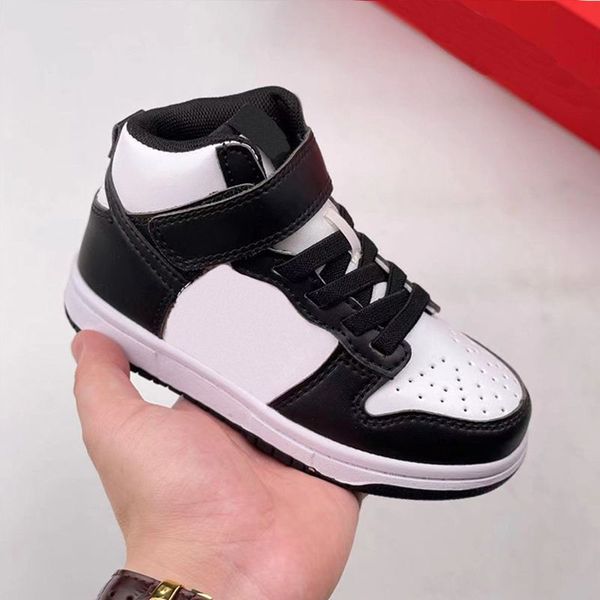 

23s kids mid shoe dunks sb low athletic boy girls white panda children sports sneakers kid's designer walking basketball trainers toddl, Black
