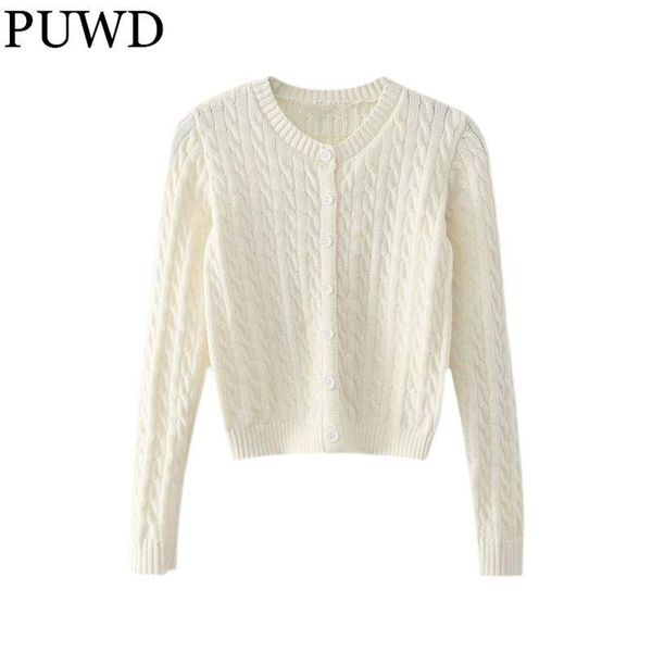 

sweaters puwd women beige cardigan 2022 spring fashion ladies long sleeve o neck breasted slim sweater female cute sweet cardigan, White;black