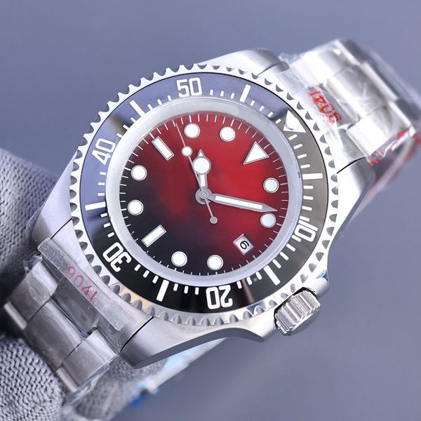 

casual business watch silver strap mens watches 42mm red gradient dial mechanical movement automatic wristwatch montres de luxe, Slivery;brown