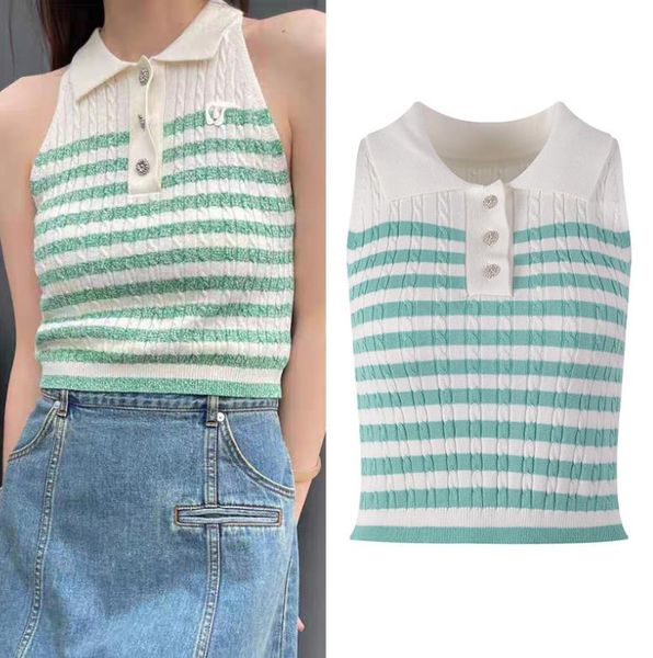

401 2023 spring brand same style sweater sleeveless white lapel neck fashion womens clothes womens yl, White;black