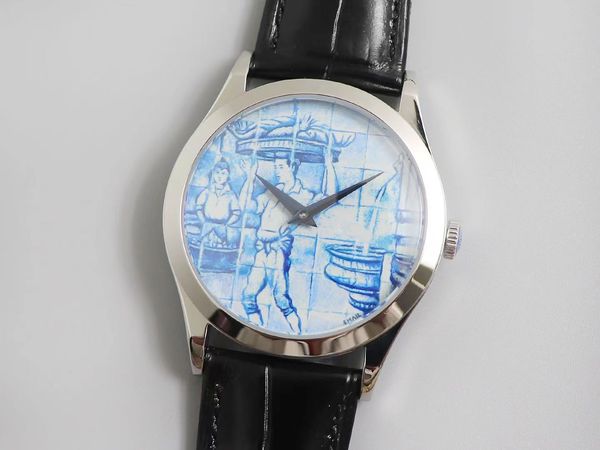 

fl luxury watch pp 5089g true micro painted enamel craft men's watch "a day's delivery" calatrava round case 38.6m, Slivery;brown