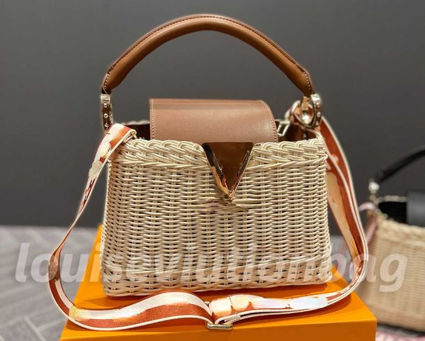 

women handbag panier straw bag knitting beach designer shoulder bags wicker capucines bb designers handbags crossbody womens basket