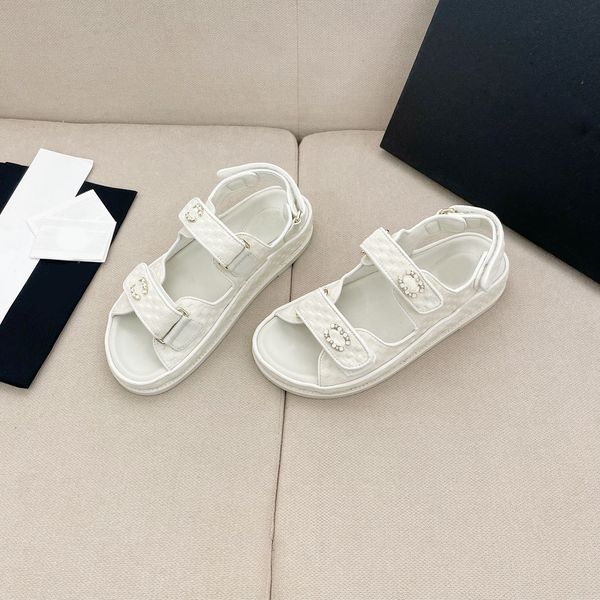 

sandal womens designer wide thick sandals platform sliders c sandales hook loop nude sandles shoes classic brand beach casual woman slippers, Black