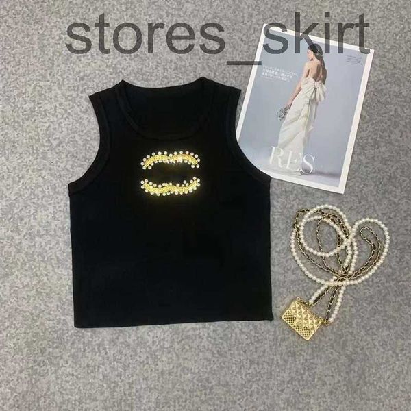 

women's tanks & camis designernew french fashion brand womens tank sleeveless woman sweater outdoor sports beads embroidery 2c letters, White