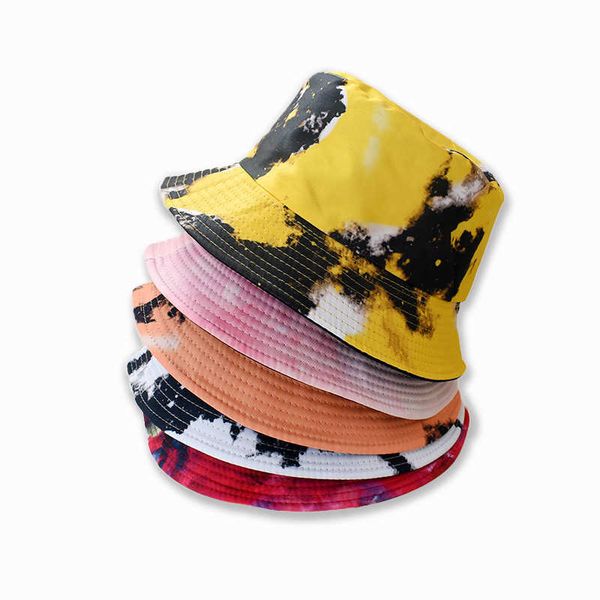 

wide brim hats 2023 bucket hat fisherman hat reversible fishing hat colourful graffiti bob caps hip hop creative tie dye gorros men women aa, Blue;gray