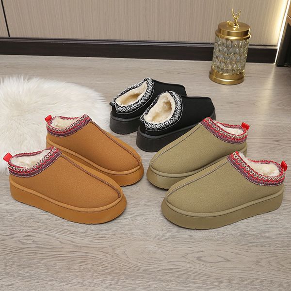 

designer boot women's thick soled warm fur lining snow boots and cotton shoes, Khaki