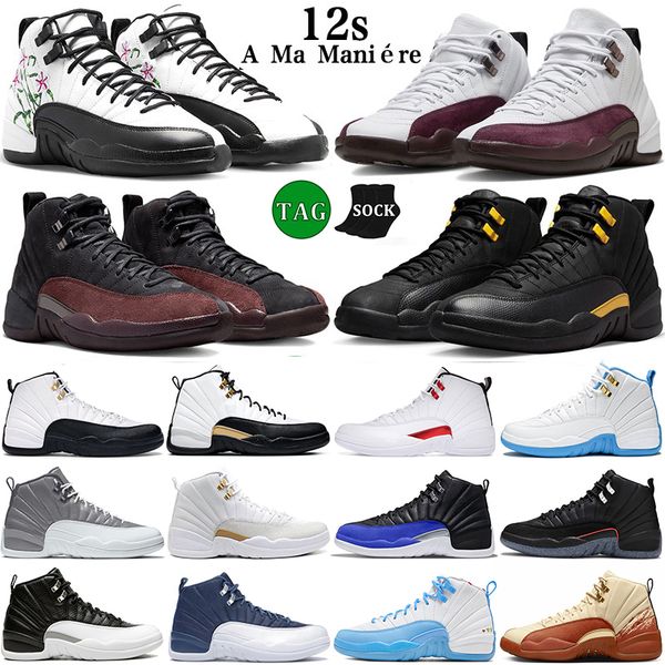 

12 12s basketball shoes for men women black taxi playoffs utility university blue stealth royalty reverse hyper royal mens trainers outdoor
