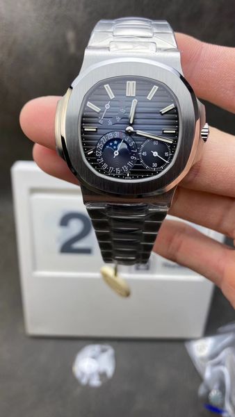 

zf luxury watch pp 5712 v2 diameter 40mm true kinetic energy storage display calendar lunar phase display 324s automatic chain up movement, Slivery;brown