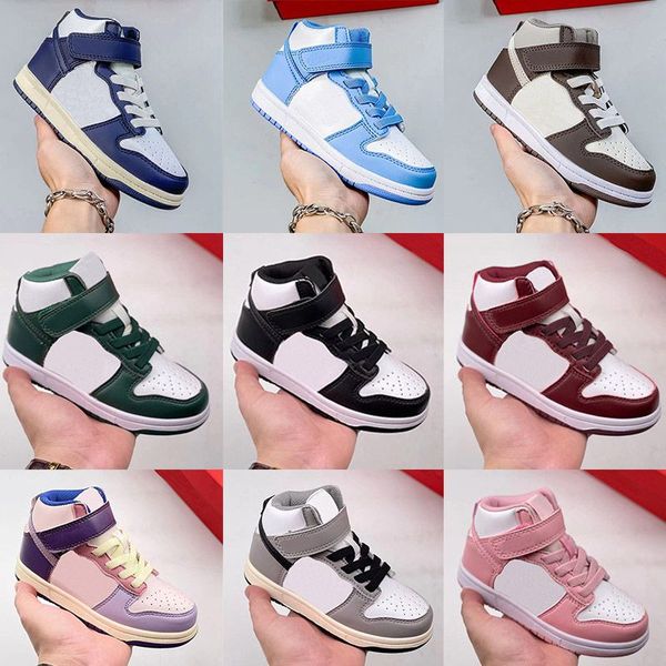 

kids mid shoe dunks sb low athletic boy girls white panda children sports sneakers designer walking basketball trainers toddler infants 24-3, Black