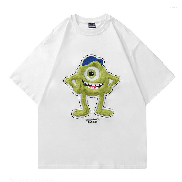 

men's t-shirts t shirts 2023 men harajuku t-shirt hip hop streetwear flocking shirt japanese cartoon tshirt summer short sleeve cotton, White;black