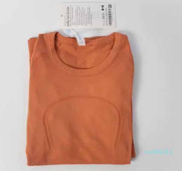 

lu-07 align women's yoga short sleeve solid color nude sports shaping waist tight fitness loose jogging sportswear 24 2023 new