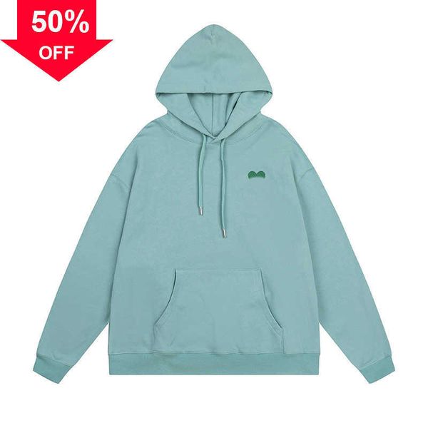 

men's hoodies sweatshirts mens hoodie sweatshirt classic embroidered round neck paris fashion cotton casual couple hoodies solid color, Black