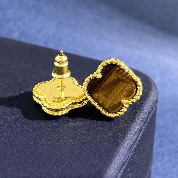 

designer luxury stud earring clover flower diamond cuff earrings brand trends van stud woman fashion ear clip jewelry women gold earing cjew, Golden;silver
