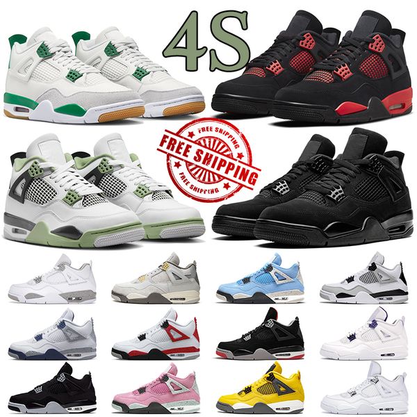 

black cat 4 basketball shoes jumpman 4s mens trainers j4 red thunder unc military black sail pine green fire red men women sport outdoor sne