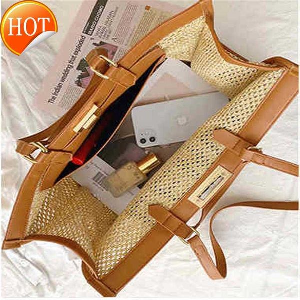 

shoulder bags fashion luxury designer brand woven straw bag women handbag super big size tote female shopper summer beach workin c1517