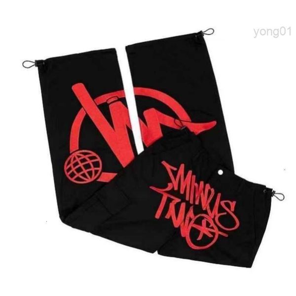 

2023 new minus two cargos american patchwork print high street handsome fashion men's upscale workwear pants fs03, Black