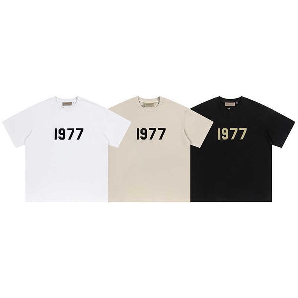 

essentail t-shirt designer tide sleeve summert shirt fashion clothing double 1977 printed high street cotton short mens womens, White;black