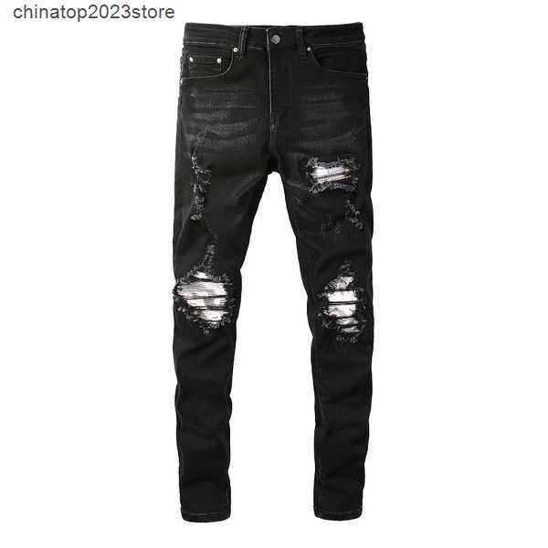 

men's jeans 2023 mens designer distressed ripped biker slim fit motorcycle denim for men fashion jean mans pants pour hommes 13l6v8, Blue