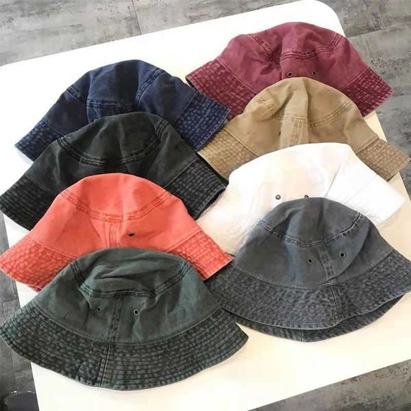 

wide brim hats 2021 new fisherman hat panama denim bucket hats outdoor men women washed cotton bucket cap fashion hip hop gorros bob hat gif, Blue;gray